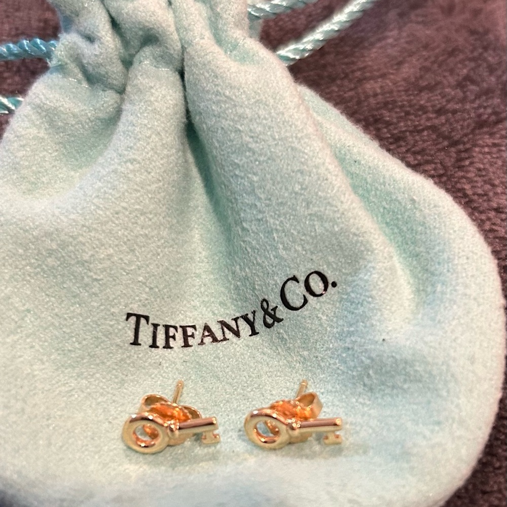 Tiffany & Co 18k yellow gold key earrings.